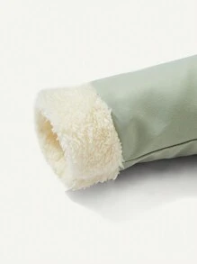 Abrigo acolchado con forro térmico y capucha con diseño 3D de orejas, abotonado, para bebé niño - Verde - Ver 4