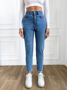 RueChic Casual High Waist Mom Fit Jeans - Medium Wash - View 5