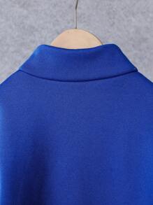 Tween Boy Two Tone Slogan Embroidery Striped Trim Varsity Jacket Without Hoodie