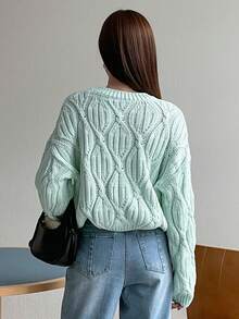 DAZY Xoắn Dan Thả vai Áo len - Màu xanh Bạc hà - Xem 2