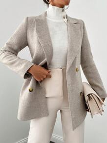 EURMUSE Lapel Collar Double Breasted Blazer