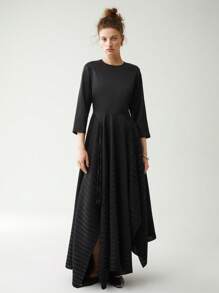 Anewsta Hanky Hem 纯色长款连衣裙 - 黑色 - 查看 3