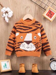 Chico joven Jersey con patrón de tigre