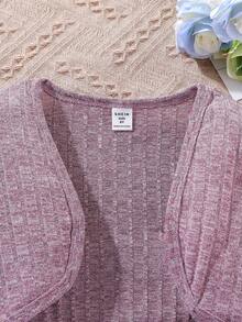 SHEIN 女大童前紐扣洋裝&開門襟夾克 - 藕粉色 - 查看 4