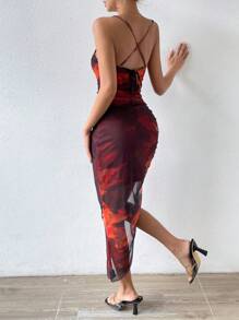 Chiquease Đầm Maxi Cổ Xếp Ly Tie Dye Trang Phục Cho Nữ - Nhiều màu - Xem 2