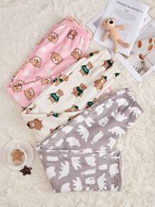 3pcs Cartoon Graphic Sleep Pants - Multicolor - View 1