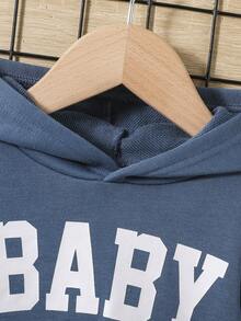 SHEIN 男嬰字母圖案連帽衫和運動褲 - 彩色 - 查看 4