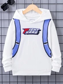 Con trai Đồ họa Chữ cái Áo nỉ có mũ - trắng - Xem 1