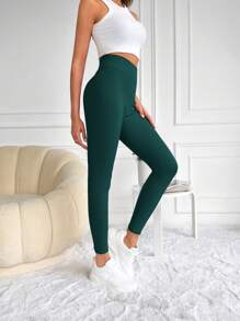 RueChic Enfärgat Hög Midja Damasker - Grön - Visa 1