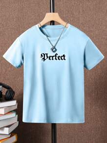SHEIN Boys Letter Graphic Tee - Blue - View 1