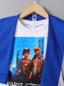 SHEIN 男小童字母和圖形圖形套頭衫和衛褲 - 彩色 - 查看 6