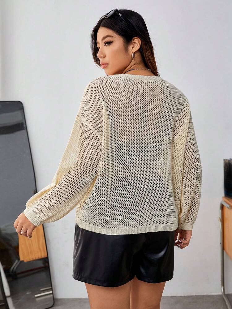 Plus Star Pattern Drop Shoulder Sweater