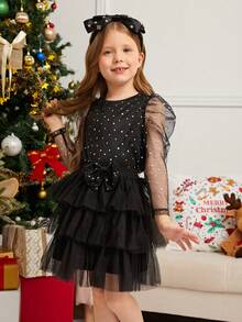 年輕女孩們套裝適用於聖誕 - 黑色 - 查看 4