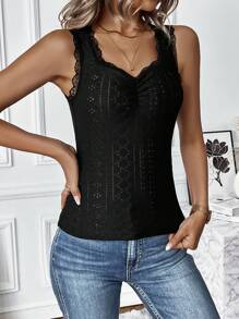 SHEIN Essnce Ren tương phản Áo ba lỗ - màu đen - Xem 6