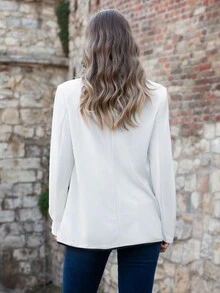 SHEIN LUNE Tương phản ràng buộc Đôi ngực Áo vest - trắng - Xem 2