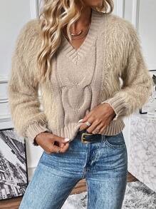 SHEIN LUNE Women Sweaters - Khaki - View 6