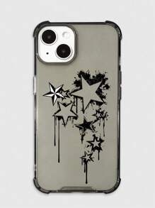 ROMWE Grunge Punk 1 pezzo Custodia per telefono trasparente in TPU con motivo stellato compatibile con iPhone