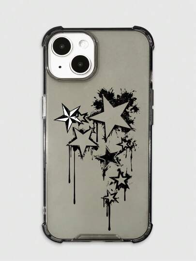 Grunge Punk 1 Stück klare TPU-Handyhülle mit Sternmuster kompatibel mit iPhone