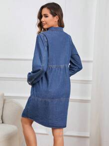 SHEIN Maternity Quarter Zip Denim Dress