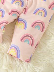 Baby Girl Rainbow Print Tee & Pants - Pink - View 5