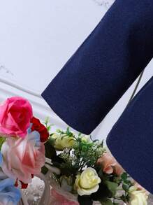 Baby Girl 1pc Geo Print Belted Overcoat - Royal Blue - View 6