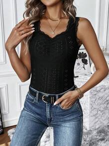 SHEIN Essnce Ren tương phản Áo ba lỗ - màu đen - Xem 4