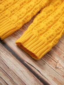 Bebé niño Jersey cuello alto tejido de cable - Amarillo - Ver 4