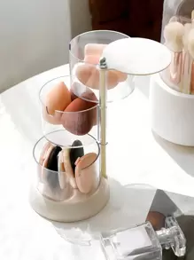 SHEIN Basic living 1 Hộp đựng mỹ phẩm nhiều lớp chống bụi có thể xoay được, dung tích lớn, xoay 360° - Trong sáng - Xem 1