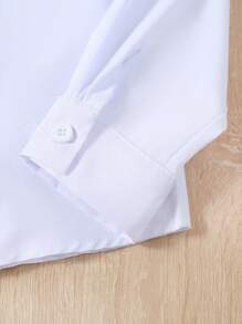 SHEIN 男大童前蝴蝶結襯衫和背帶褲和帽 - 白色 - 查看 8