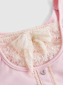 ROMWE Kawaii Top de encaje tipo lechero para mujer de talla grande
