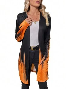 SHEIN LUNE 雙色開門襟雙口袋落肩袖外套 - 彩色 - 查看 1