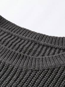 Calvaya Plus Letter Pattern Drop Shoulder Sweater