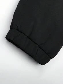 Manfinity Homme Men's Loose Fit Padded Coat With Letter Graphic And Zip-Up Closure - Black - View 4