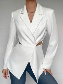 BizChic 腰部鏤空單釦西裝外套 - 白色 - 查看 1