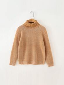 Teen Boys Turtleneck Raglan Sleeve Sweater - Khaki - View 1