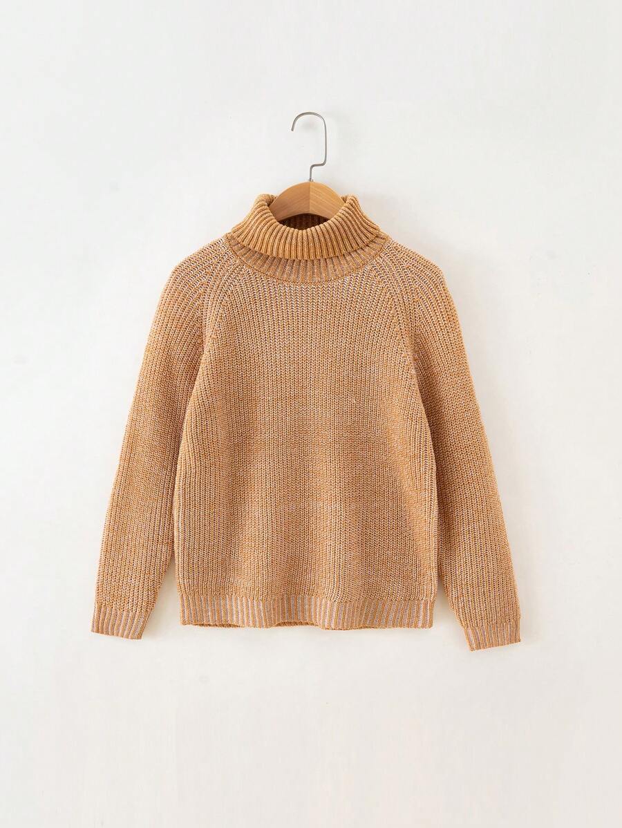 Teen Boys Turtleneck Raglan Sleeve Sweater - Khaki - View 1