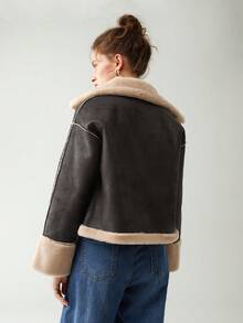 Anewsta Teddy Lined Zip Up Jacket - Maroon - View 2