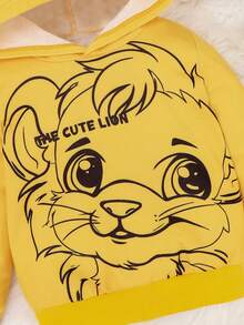 男孩卡通和字母圖案保暖連帽衫