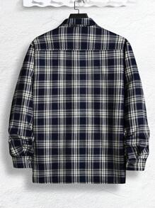 Manfinity Homme Men Plaid Print Flap Pocket Zip Up Shacket - Multicolor - View 2