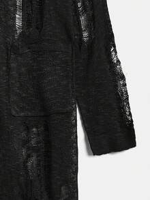 SHEIN EZwear Áo len cardigan hở vai cỡ lớn cho lễ Halloween - màu đen - Xem 4