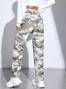 SHEIN PETITE Eo cao Camo Quần jean - Nhiều màu - Xem 2