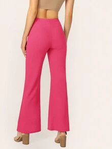 SHEIN Privé 素色喇叭褲 - 玫紅色 - 查看 2