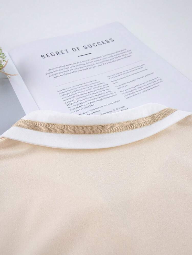 Teen Girl Letter Graphic Contrast Collar Ruched Dress