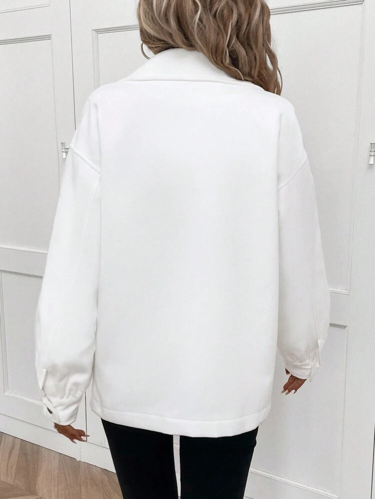 Drop Shoulder Pocket Patched Overcoat