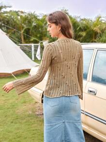 Soleia Button Front Pointelle Knit Cardigan