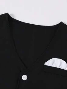 Tween Boy 1pc Button Front Waistcoat & 1pc Suit Pants - Blue - View 3