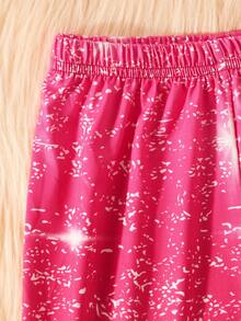 SHEIN 女大童人像圖案連帽T恤&喇叭褲 - 彩色 - 查看 5