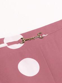 SHEIN Holidaya 大碼波點圖案闊腿褲 - 粉色 - 查看 5