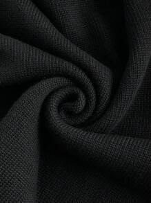 SHEIN ICON Plus Cut Out Front Crop Sweater - Black - View 4