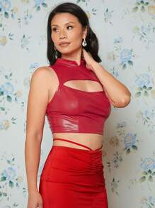 EastFlair Cut Out Front Crop Tank Top